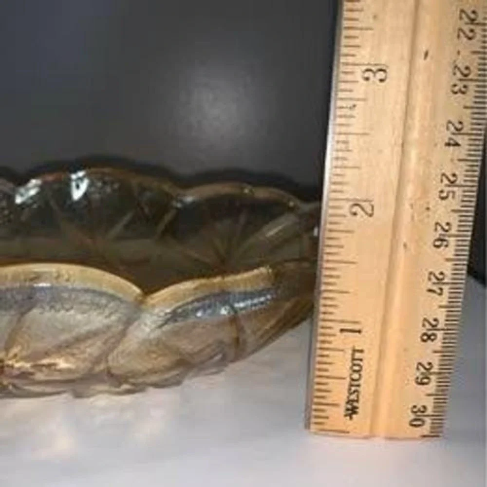 Vintage Indiana Glass Lily Pons Carnival Glass Relish Dish Marigold Sunflower